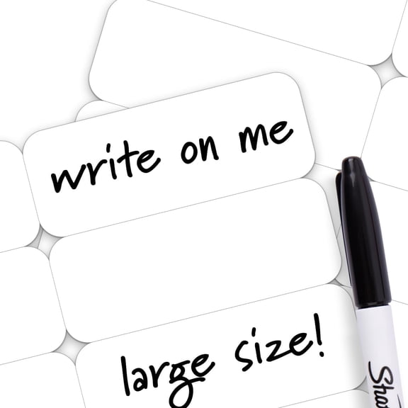 Writable Iron on Name Tags for Clothing (Large) with Permanent Laundry Marker, 500 pcs - Clothing Labels for Nursing Home & Day Care Labels, Custom Fabric Labels for Clothes Washable Precut 2”x0.75”