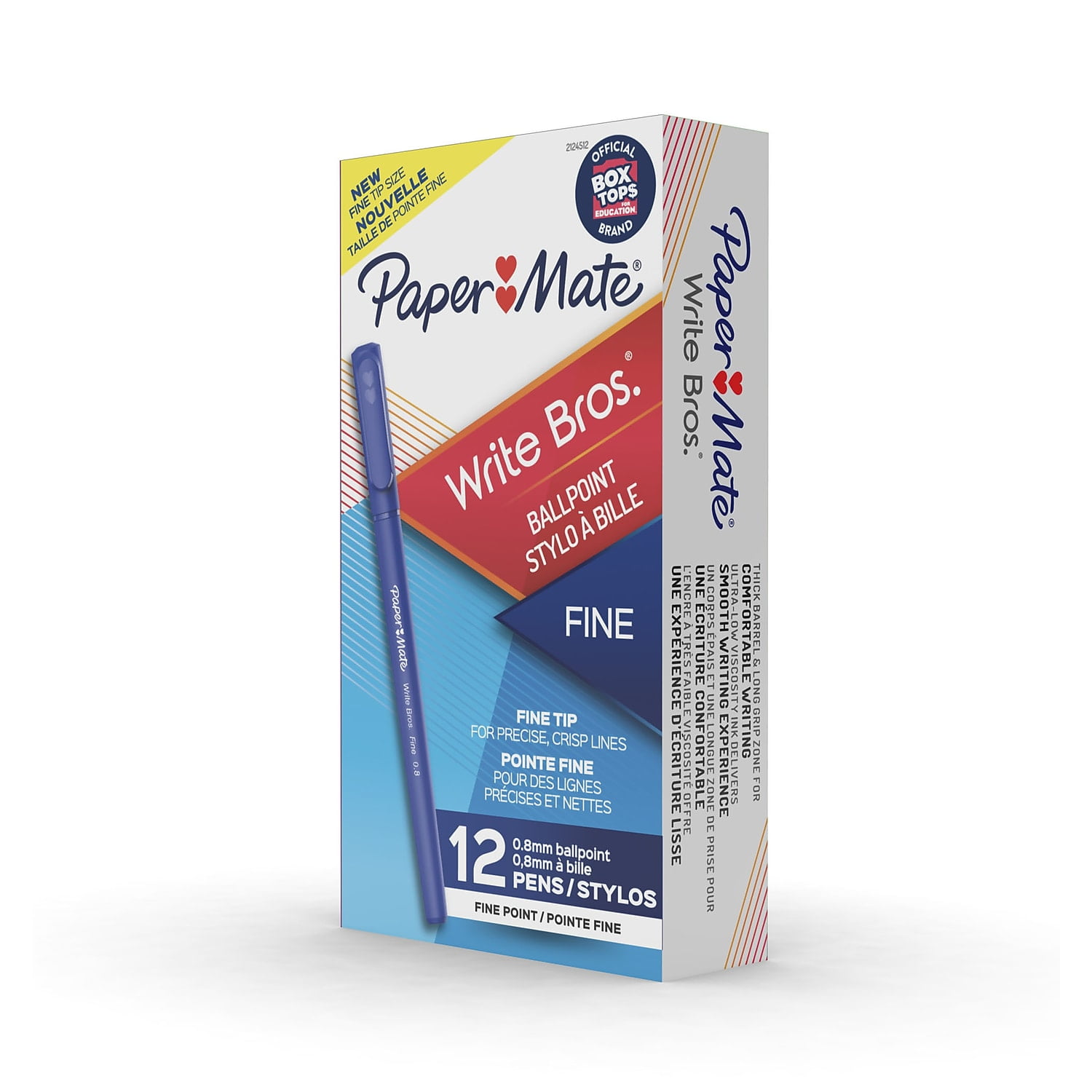 Write Bros. Ballpoint Pen Fine 0.8 mm, Blue Ink/Barrel, Dozen - Walmart.com