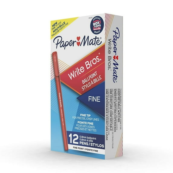 Write Bros. Ballpoint Pen Fine 0.8 mm, Red Ink/Barrel, Dozen