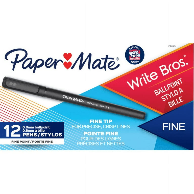 Write Bros. Ballpoint Pen, Stick, Fine 0.8 mm, Black Ink, Black Barrel, Dozen Write Bros. Ballpoint Pen, Stick, Fine 0.8 mm, Black Ink, Black Barrel, Dozen
