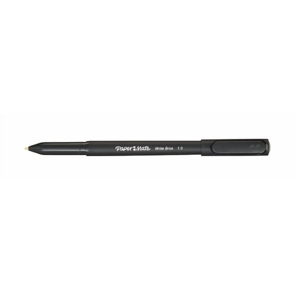 Write Brothers Ballpoint Stick Pen, Medium Tip, Black Ink & Barrel, Pack - 12