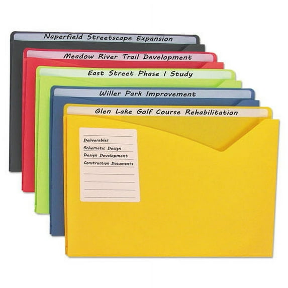Write-On Poly File Jackets, Straight Tab, Letter Size, Assorted Colors, 25/box | Bundle of 2 Boxes