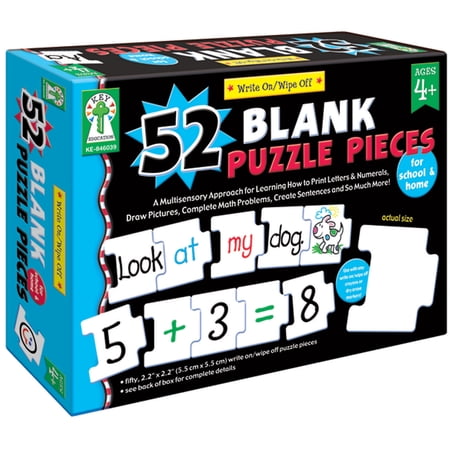 Write-On/Wipe-Off: 52 Blank Puzzle Pieces Manipulatives