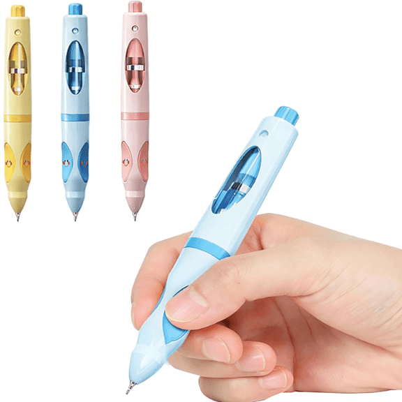 Write Right Learning,Pencil Handwriting Gripper,Posture-Correcting Pen with Automatic Refill, Posture Correction Training Writing, 12 Replacement Refillers