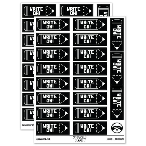 Write Right On Pencil Teacher Student School Sticker Set - Black - Gloss Finish - 2.00" Large