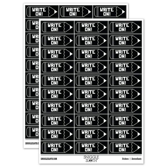 Write Right On Pencil Teacher Student School Sticker Set - Black - Matte Finish - 1.75" Medium