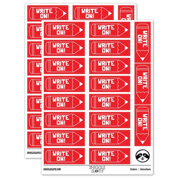 Write Right On Pencil Teacher Student School Sticker Set - Red - Matte Finish - 2.00" Large