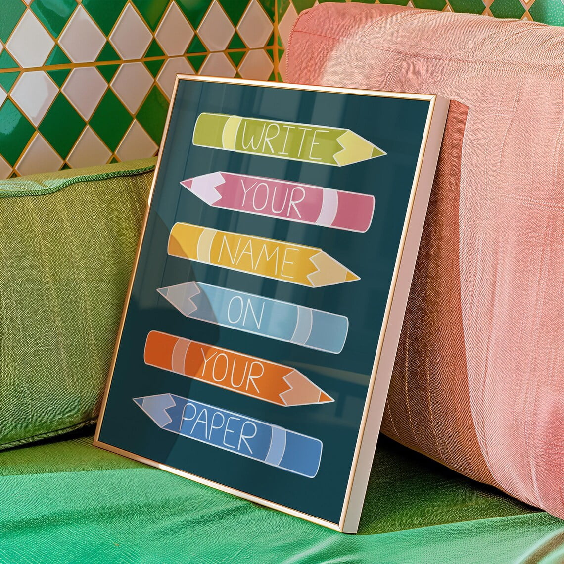 Write Your Name On Your Paper Wall Art Print, Playful Classroom ...