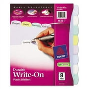 Write and Erase Big Tab Durable Plastic Dividers, 3-Hold Punched, 8-Tab, 11 x 8.5, Assorted, 1 Set