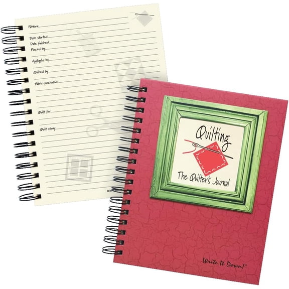 Write it Down series by Journals Unlimited, Guided Journal, Quilting, The Quilter's Journal, Full-size 7.5"x 9", Red Hard Cover
