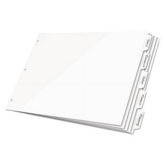 Write 'n Erase Tabloid Index Dividers, 5-Tab, 11 X 17, White, 1 Set | Bundle of 10 Each