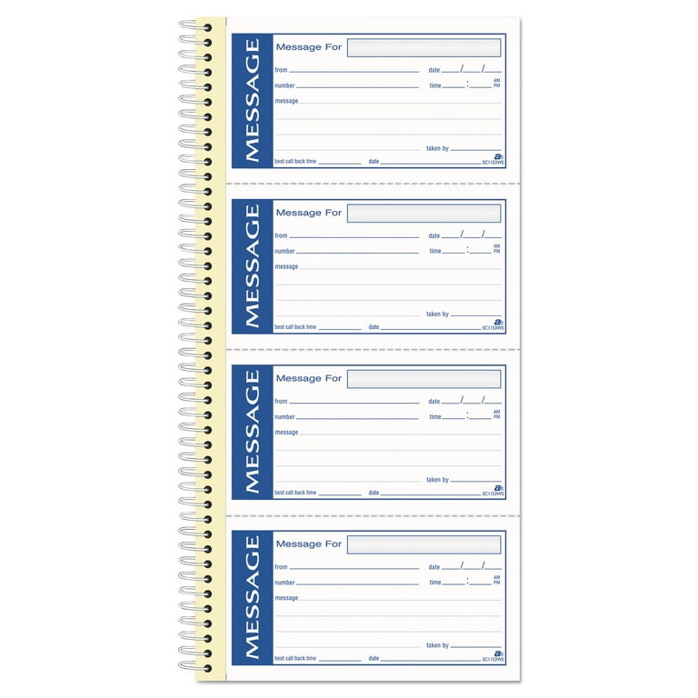 Voice Mail Message Book, One-Part (No Copies), 4 x 1.14, 14 Forms/Sheet, 1,400 Forms Total