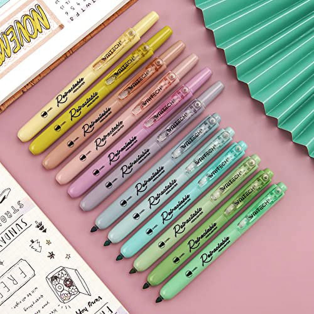 Writech Retractable Highlighters Assorted Colors: Chisel Tip Click  Aesthetic Highlighter Marker Pens Pack Multi Colored Ink No Bleed Smear for  Highlighting Journaling (12ct Neutral) 