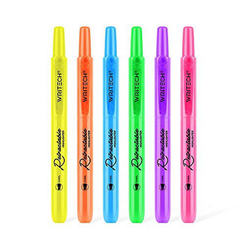 Writech Retractable Highlighters Assorted Colors Chisel Tip Click