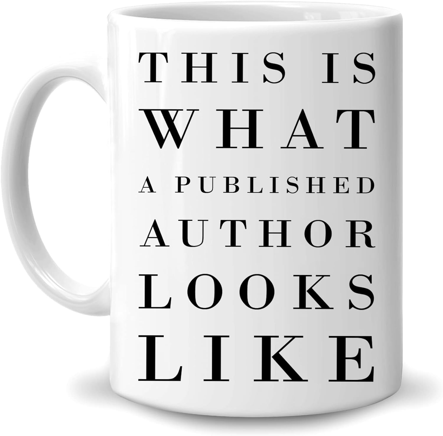 White Ceramic Mug with Black Handle and Inner for Authors
