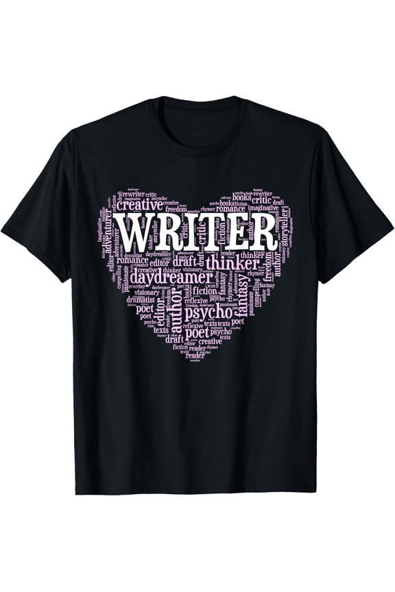 Writer Heart Word Cloud Tee - Author Poet Gift T-Shirt