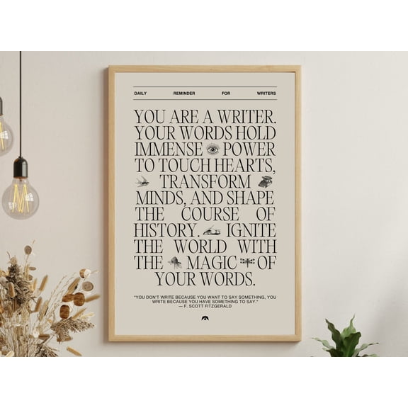 Writer Motivation Poster, Creative Writing Manifesto Wall Art, Unframed Paper Poster 8x10in