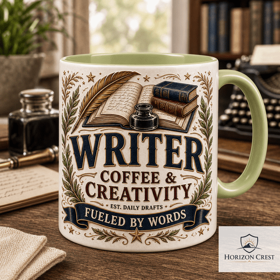 Writer Mug Vintage Bookish Coffee Cup for Authors, Novelists, Journal Lovers