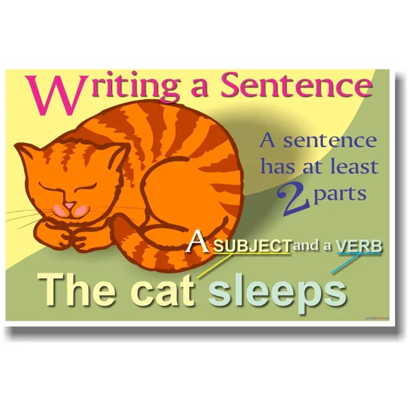 Writing A Sentence - Language English School Teacher Classroom Poster