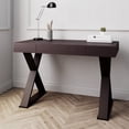 thumbnail image 1 of Writing Computer Desk, 48 inch Modern Study Table, Makeup Vanity Wooden Console Table with Storage Drawers & Strong X Legs(Espresso), 1 of 7