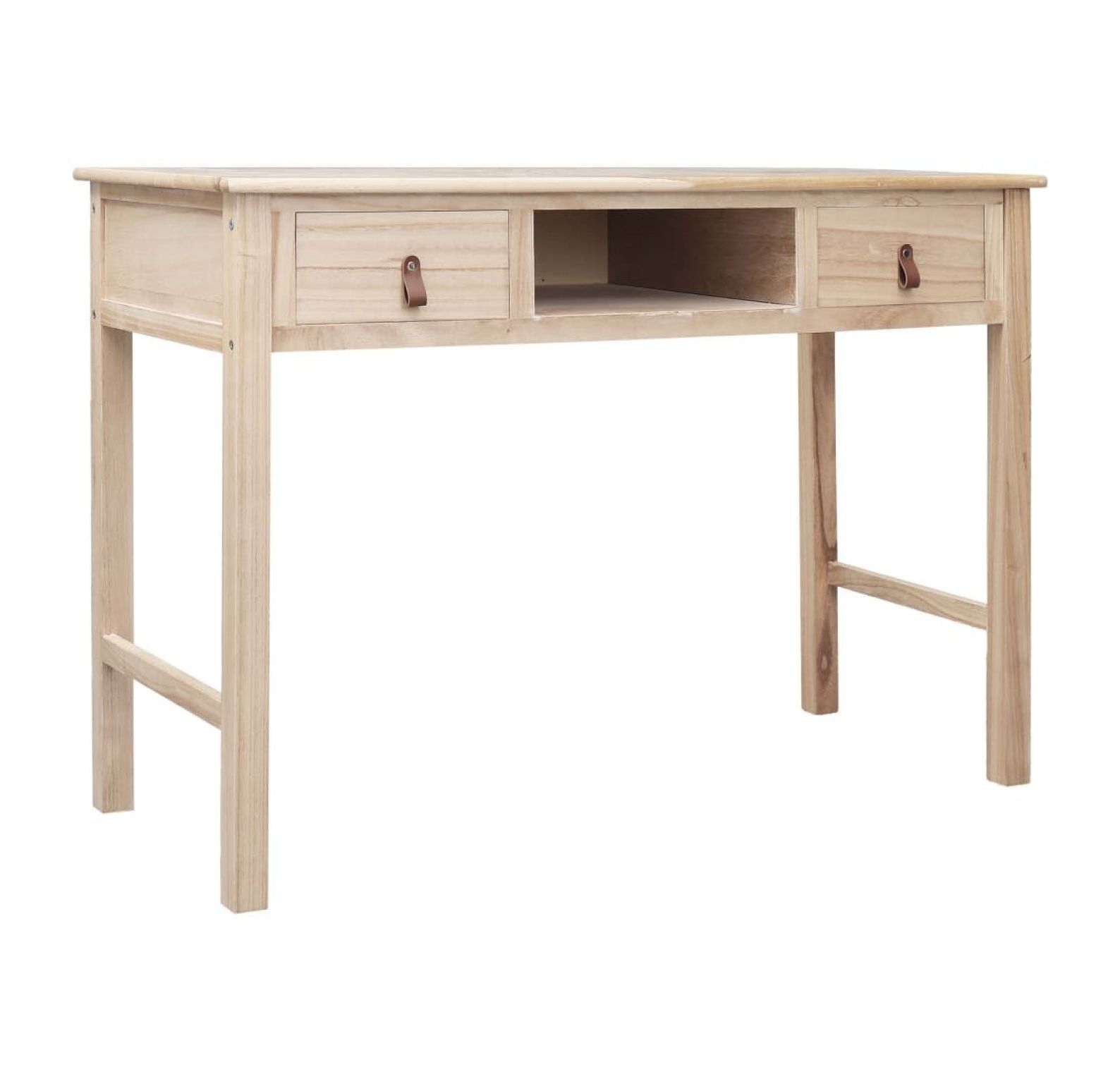 Writing Desk Natural Wood 43.3"x17.7"x29.9" - Vintage Style Home Office Desk with Drawers, Computer Table, Console Table Brown