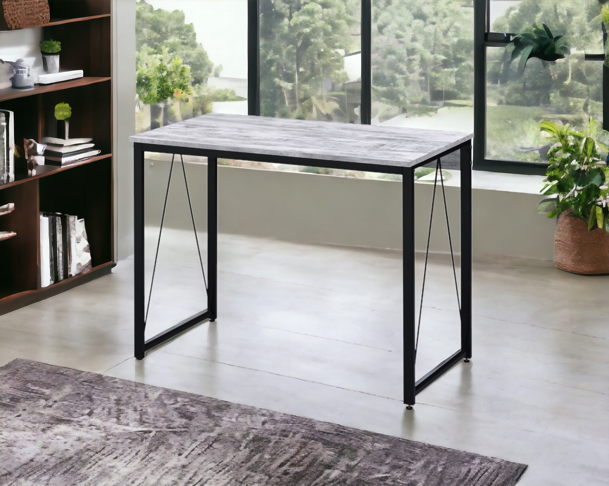 Writing Desk, White& Black Finish