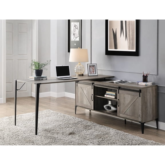 Writing Desk for Home | Six - Compartment Cabinet for Organization | Durable Wood Build | Resolves Storage Problem