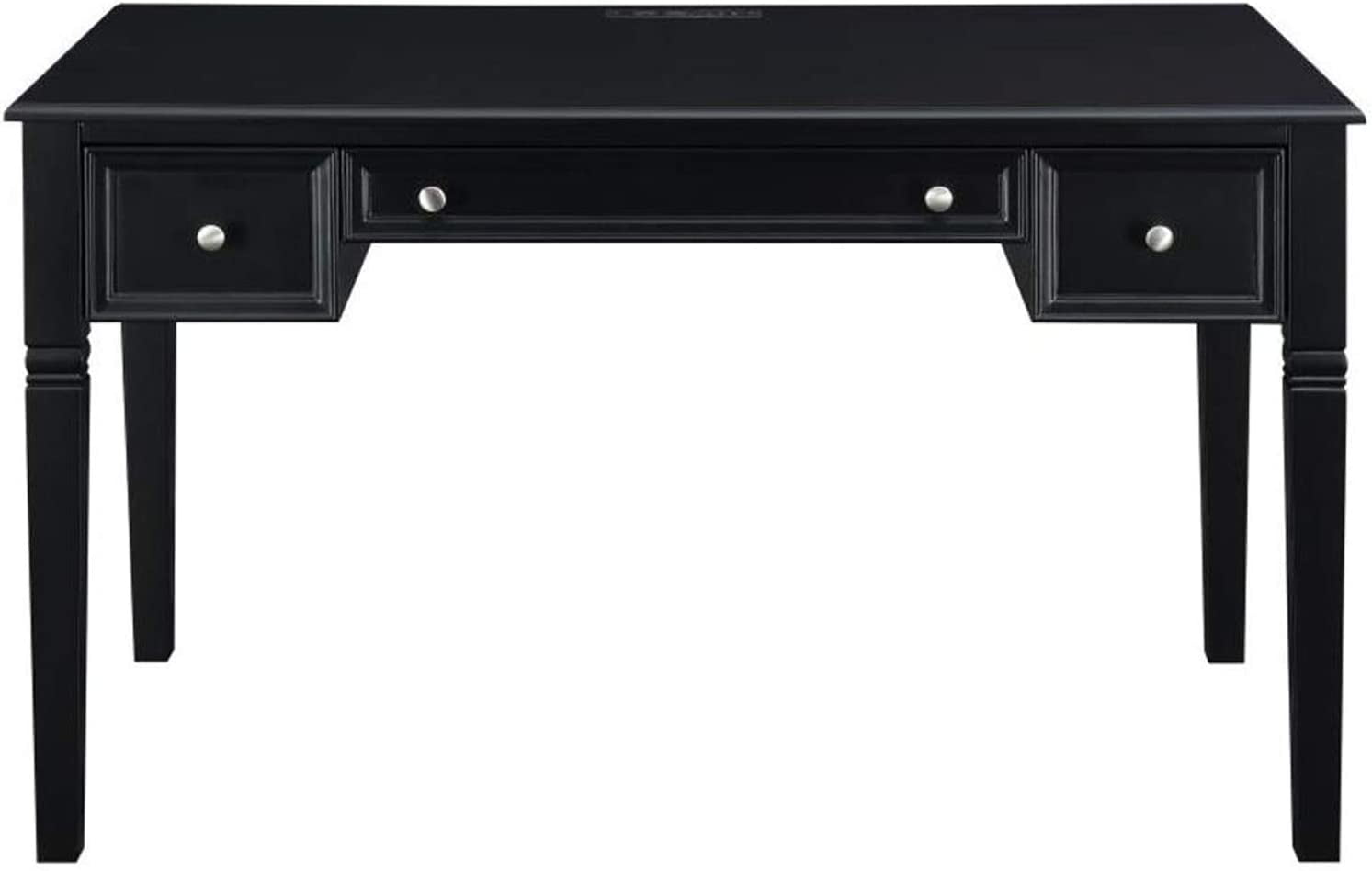 Writing Desk with Keyboard Drawer and Power Outlet Black