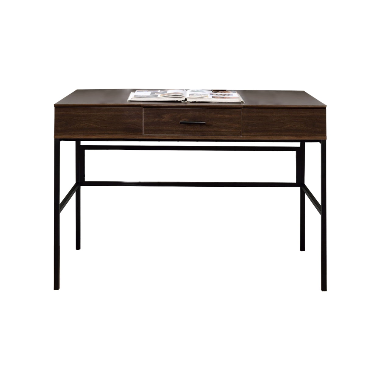 Adjustable Brown Wood Writing Desk with USB Port and Storage