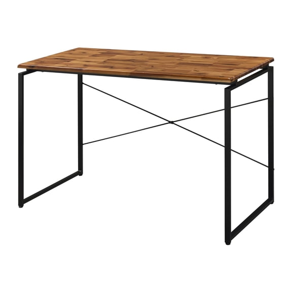 Writing Desk with Metal Sled Base - Oak & Black Modern Computer Desk for Home Office - Industrial Style Workstation - 47.5" Wide