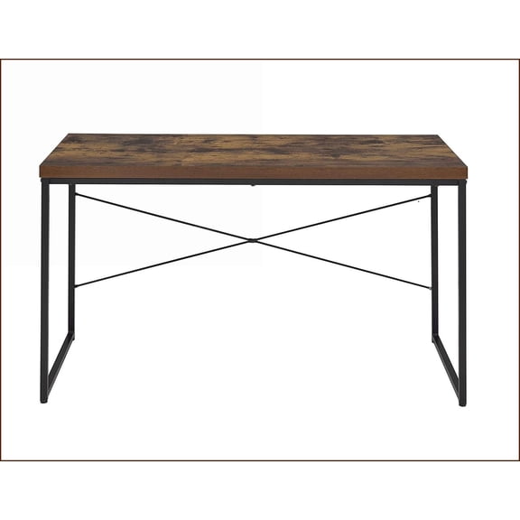Writing Desks Industrial Style Weathered Oak Wood Top Black Metal Frame 47W x 22D x 28H | Oak, Metal