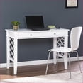 thumbnail image 1 of Desks, Transitional White Writing Desk with Spacious Desktop & 2 Drawers - Glenburg | White | MDF, 1 of 8