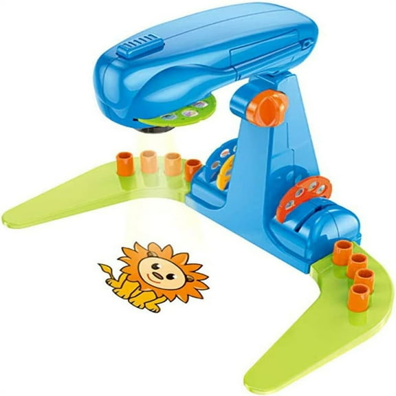Writing and Drawing Board Drawing Projector for Kids Erasable Doodle Painting Machine Intelligent Learn Toy with Cartoon Patterns Brushes Children, 34 cmx30 cm, Blue