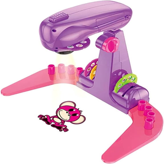 Writing and Drawing Board Drawing Projector for Kids Erasable Doodle Painting Machine Intelligent Learn Toy with Cartoon Patterns Brushes Children, 34 cmx30 cm, Purple