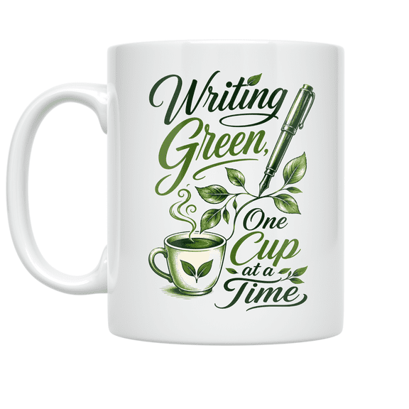 Writing Green One Cup at a Time - Environmental Writing Enthusiast - 11 oz Ceramic Coffee Mug