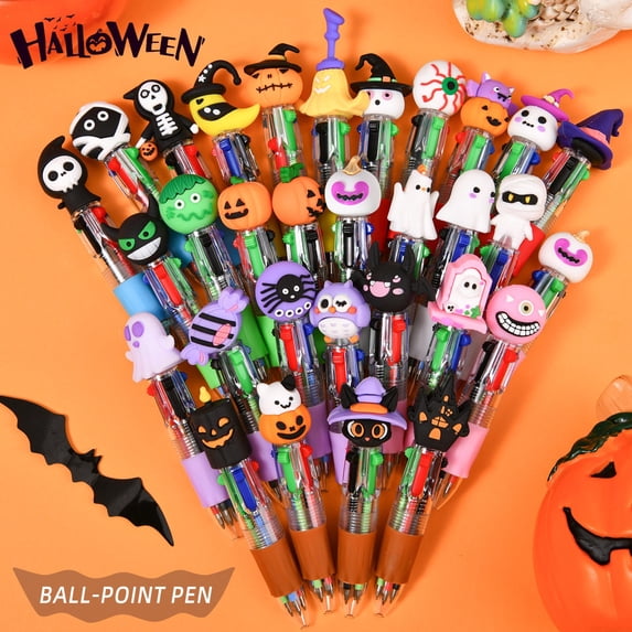 Writing Instruments 4-Color Halloween Multicolor Pens Assorted Cartoon Characters Retractable Pens Desk Accessories Bulk Set* 40PC