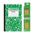 thumbnail image 1 of Writing Journal,Composition Notebook,Wide Ruled,A5 Notebook Paper,Sewn Notebook,A5 Notebook,Marble Colors Notebook,Green A5 Stitched Notebook With 30 Sheets (60 Pages) And 12 Sharpened Wooden Pencils, 1 of 9