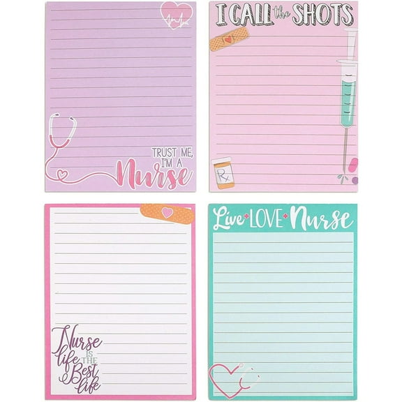 Writing Note Pads for Nurse Appreciation Gifts (4.25 x 5.5 In, 4 Pack)
