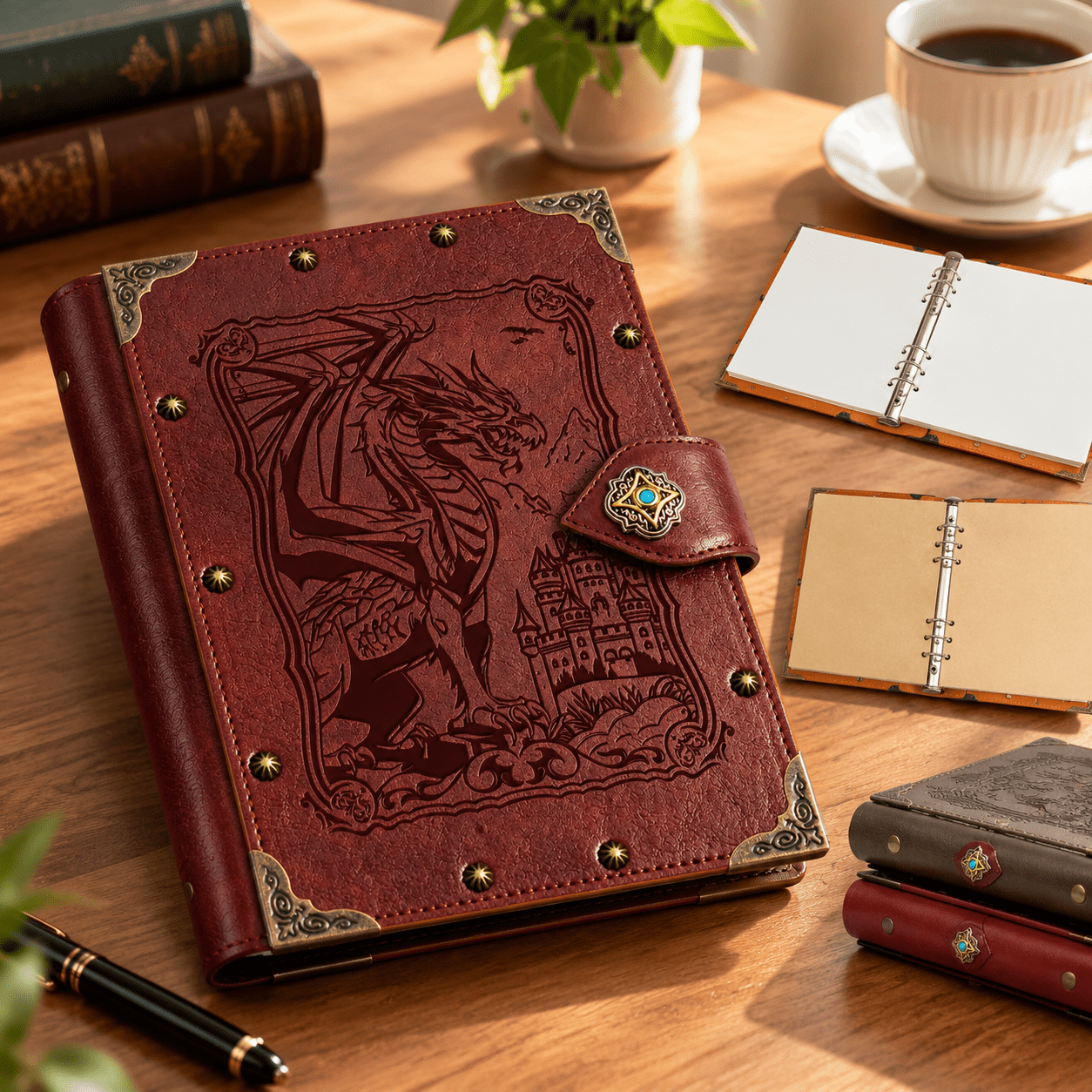 Writing Notebook, 2-Red-DragonKing, Refillable A5 Binder with Metal ...