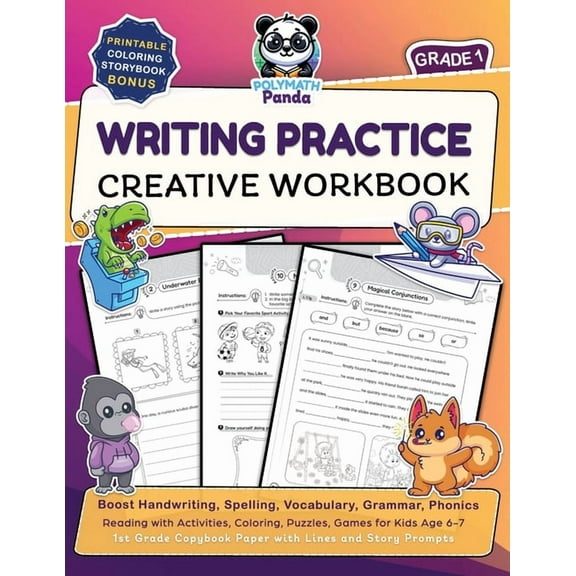 Writing Practice Creative Workbook for Grade 1: Boost Handwriting, Spelling, Vocabulary, Grammar, Phonics, & Reading wit, (Paperback)