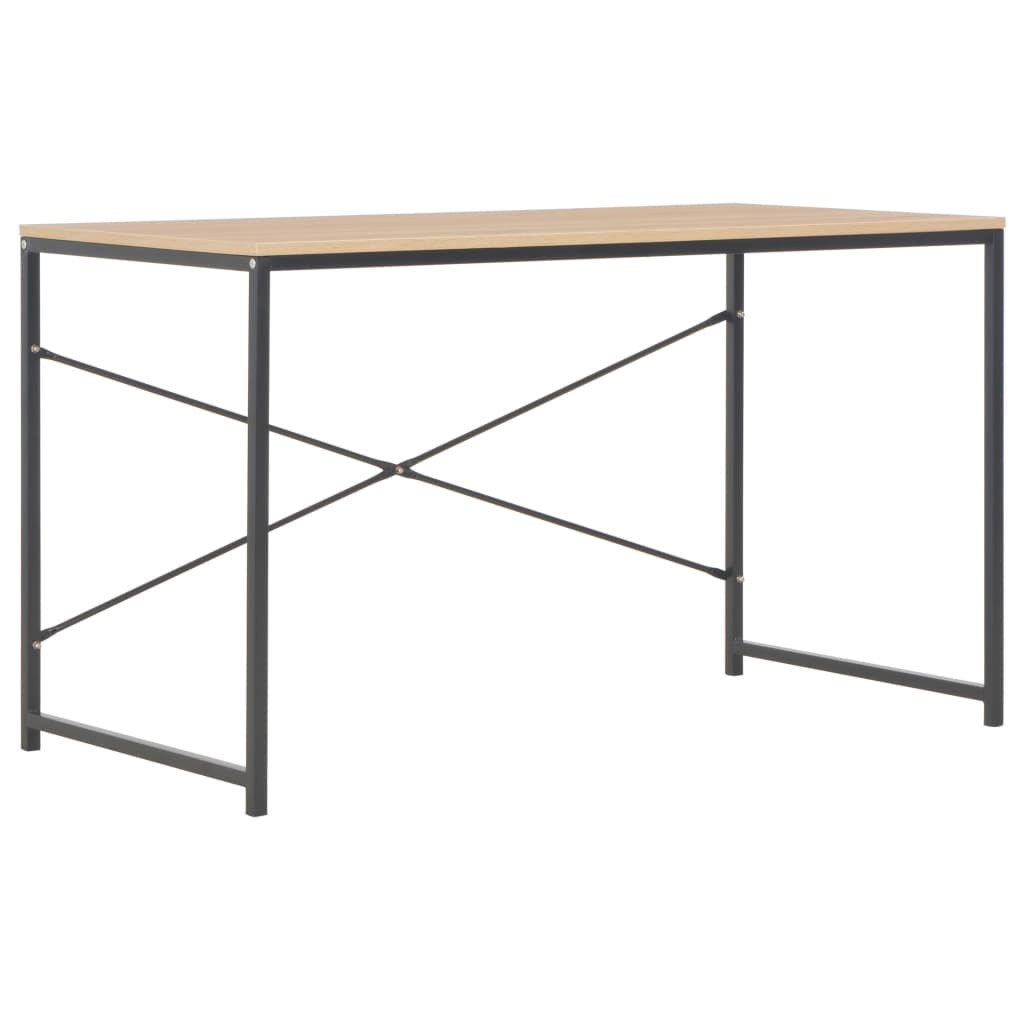 Writing Table Desk, Portable Computer Desk for Home Office, Black+Oak