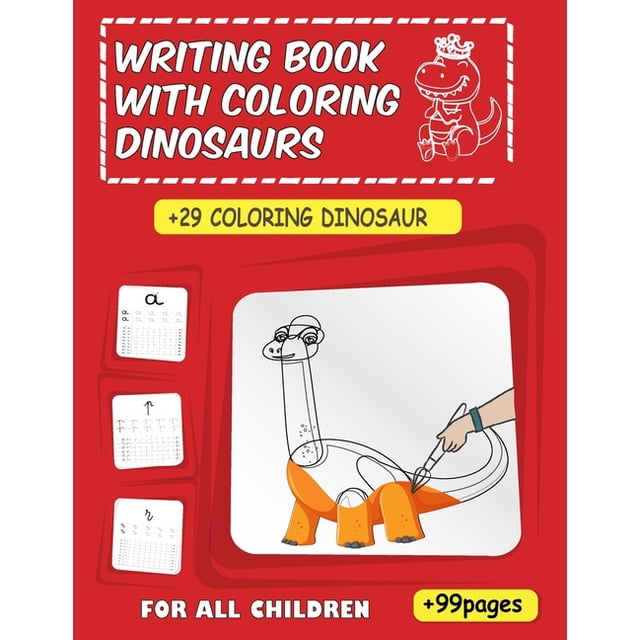 Writing book with coloring dinosaurs : Alphabet and coloring tracing ...