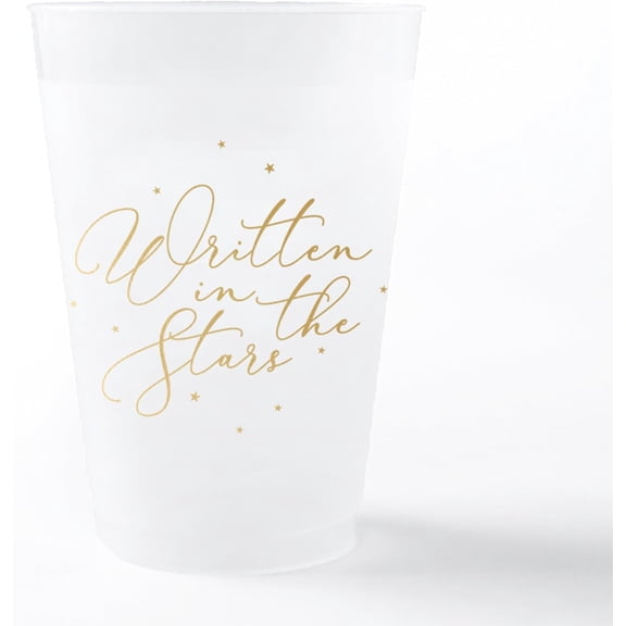 Written in the Stars Frosted Party Cups - 12 pack, Gold Ink