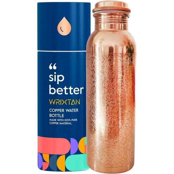 Wrixtan Engraved Copper Water Bottle, 1000ml