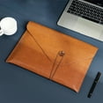 thumbnail image 1 of Wrjufa Leather File Bag A4 File Bag Briefcase Button Business Office Storage Portable Large Capacity Folder Brown, 1 of 8