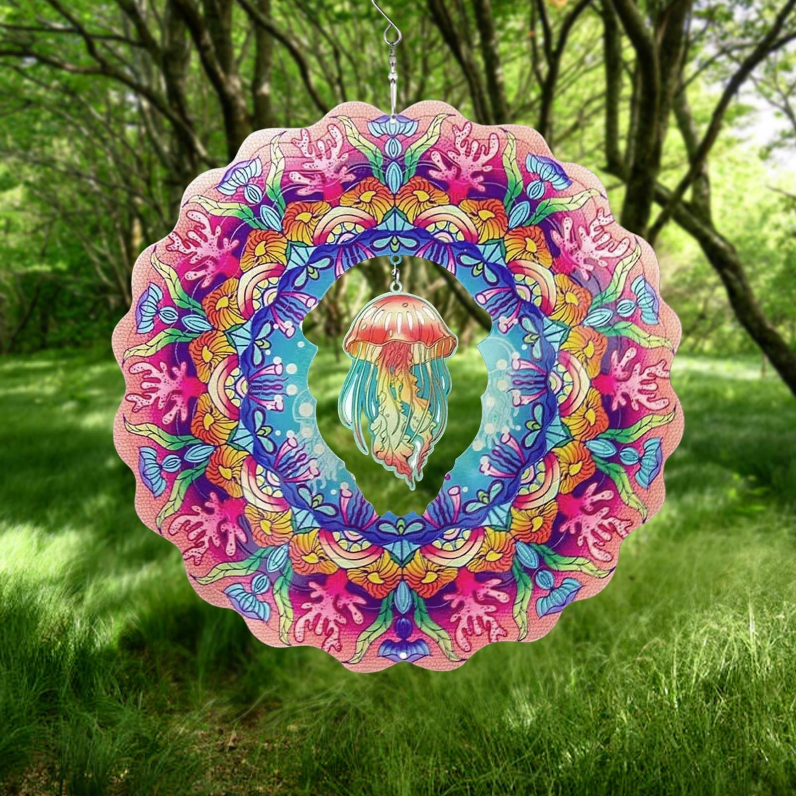 Wrjufa Metal Jellyfish WindSpinner Outdoor WindSpinner Solar