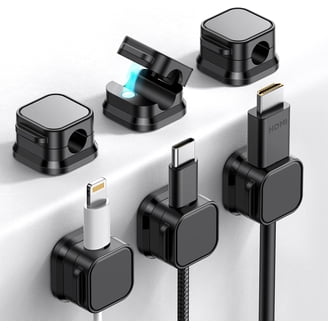 Self Adhesive Cable Management Clips, 60pcs Adhesive Cable Clips Wire Clips, Plastic Cable