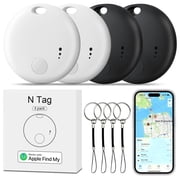Wrong Duck Air Tag Key Finder 4Pcs, Air Tracker Tag Compatible with Apple Where is App iOS Only, Suitcase Tracker for Luggage/Bags/Keys, One-Year Battery Life Black-2Pcs & White-2Pcs