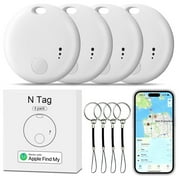 Wrong Duck Air Tag Key Finder 4Pcs, Air Tracker Tag Compatible with Apple Where is App iOS Only, Suitcase Tracker for Luggage/Bags/Keys, One-Year Battery Life White-4Pcs