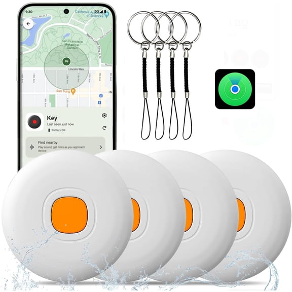 Wrong Duck Air Tracker Tags 4 Pack,  Air Tracker Tag Compatible with iOS Find My App (iOS Only), Bluetooth Locator Keys Finder and Item Locator, IP68 Waterproof Tracker for Keys, Wallets, Bags, Lugga